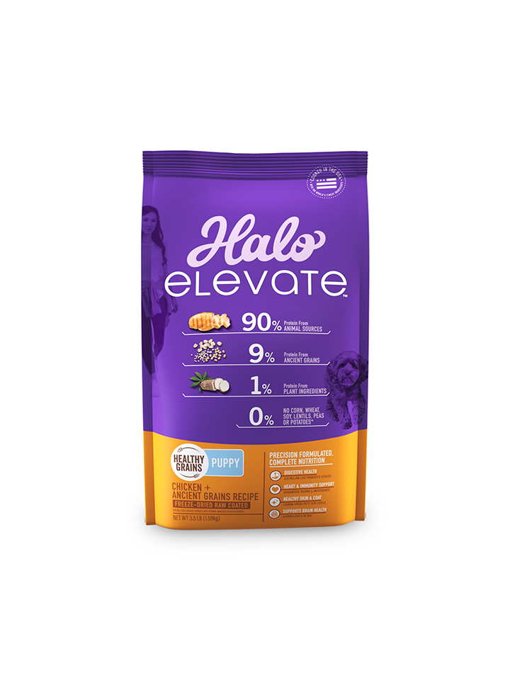 Halo Elevate Dog Healthy Grains Puppy Chicken Recipe Dry Food 3.5 lb