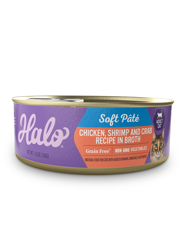 Halo Adult Cat Grain Free Chicken, Shrimp & Crab Stew 5.5 oz.