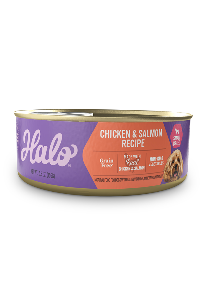 Halo Small Breed Grain Free Chicken  Salmon Recipe 5.5 oz.